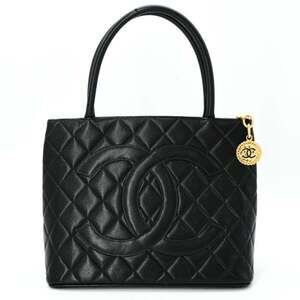 CHANEL Black Caviar Leather Logo Bag